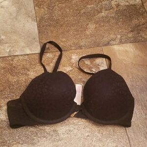 Victoria's Secret PINK Wear Everywhere Leopard Black Lace Push Up Bra 34B
